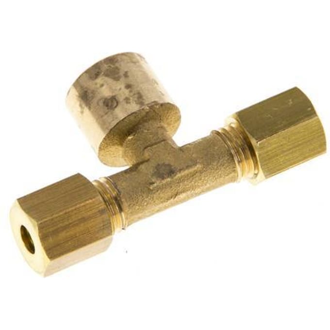 G 1/8'' x 4mm Messing T-stuk Knelfitting 150 Bar DIN EN 1254-2