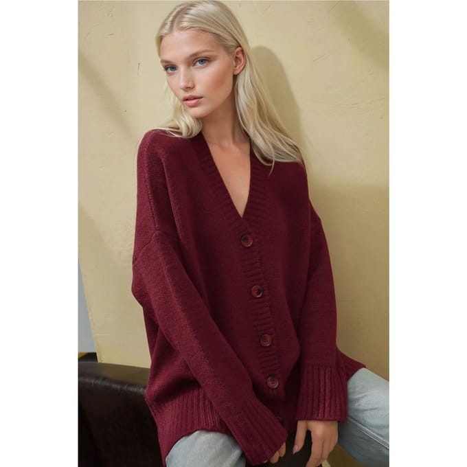 Dikke V-hals Gebreide Cardigan