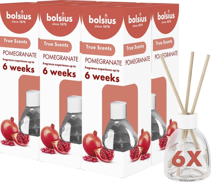 Bolsius - Geurstokjes - Granaatappel - 6 stuks - Voordeelverpakking - 60ml