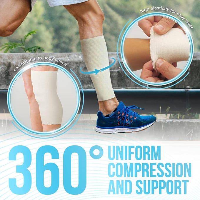 1 Rouleau Coton Tubulaire Gaze Élastique Tube de Compression pour Jambe Manchon Bandage pour Support Bras Jambe white