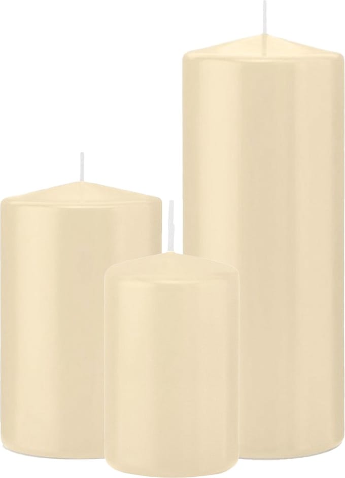 Trend Candles - Stompkaarsen set 6x stuks creme wit 12-15-20 cm