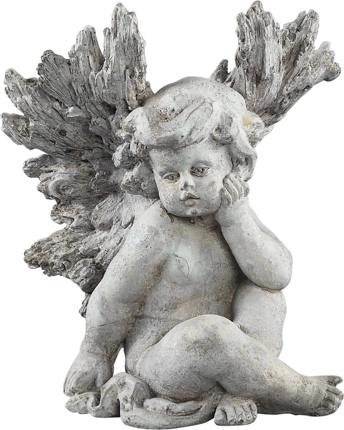 PTMD Standbeeld angel grijs cement zittend xl