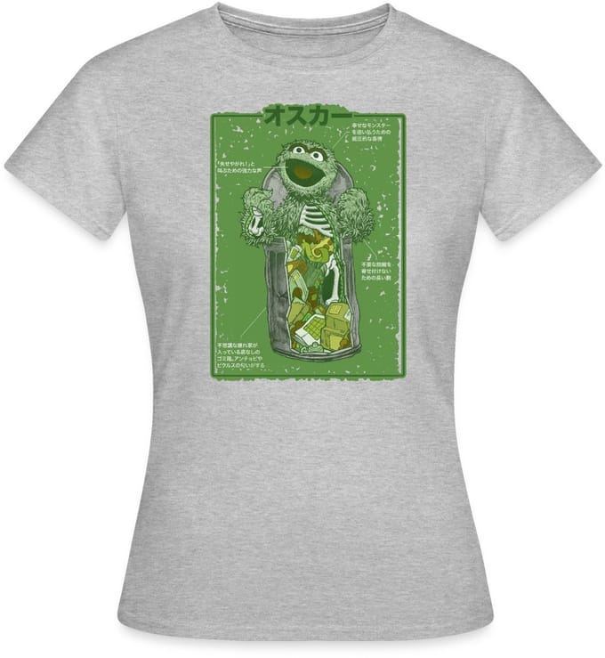 Sesamstraat Oscar Anatomie Vuilnisbak T-Shirt Dames