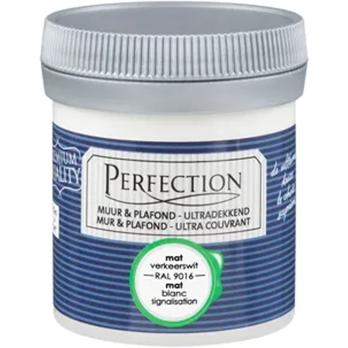 Perfection Muur & Plafond Verftester - Mat - Verkeerswit Ral 9016 - 75ml