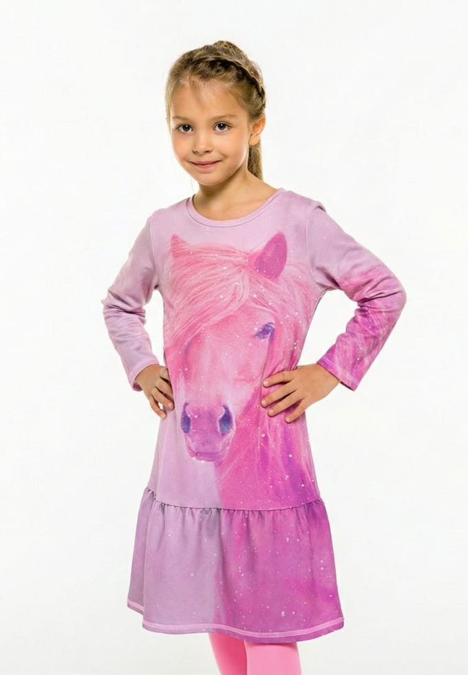 "Pink Horse" Jurk met lange mouwen