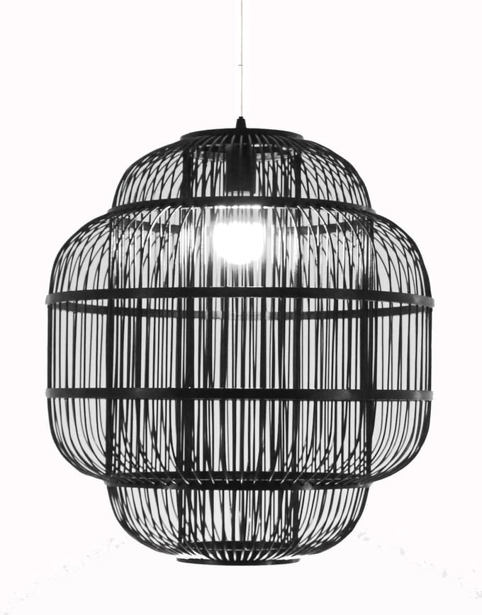 Fine Asianliving Bamboe Hanglamp Handgemaakt Zwart - Ethan