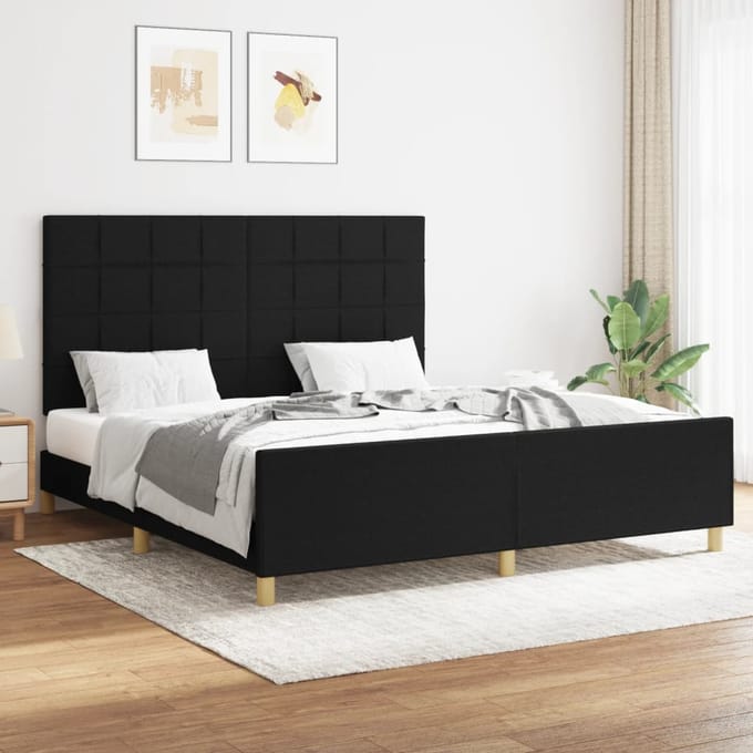 vidaXL - Bedframe - zonder - matras - stof - zwart - 160x200 - cm