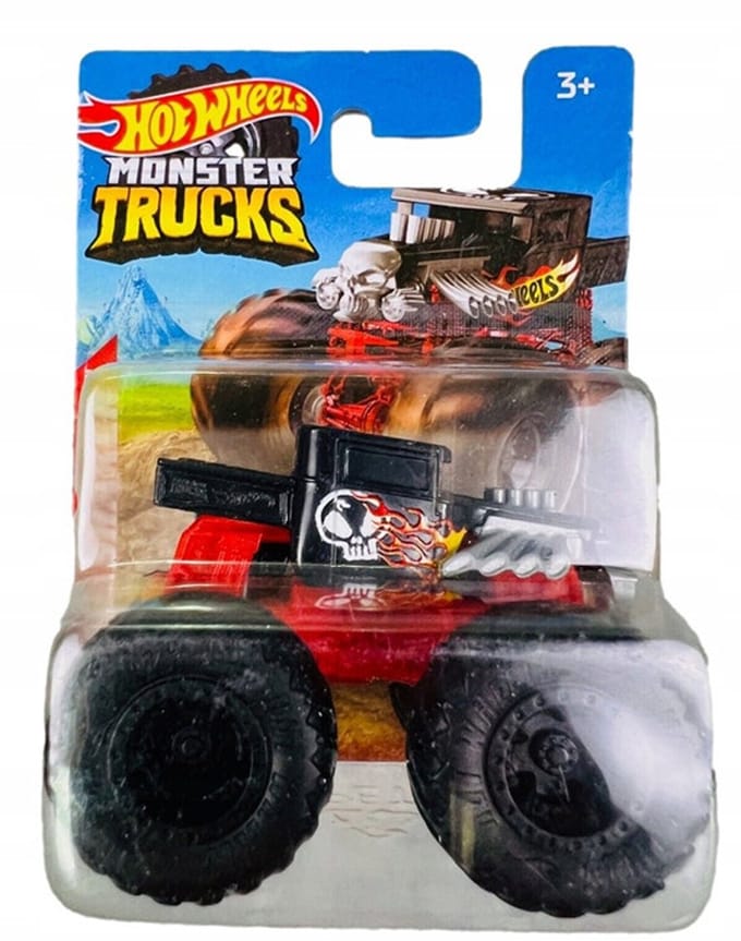 HOT WHEELS BONE SHAKER BLACK RED HFB96 HW MONSTER TRUCKS 1:64 SHORT CARD 2025