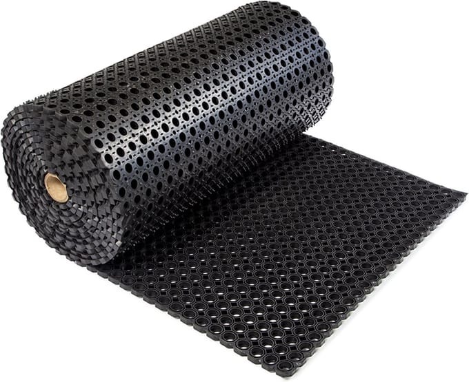 Rubbermat - Rubber ringmat - Rol 750x100cm - Heavy Duty - 2.2cm - werkplaatsmat - entreemat - schoonloopmat