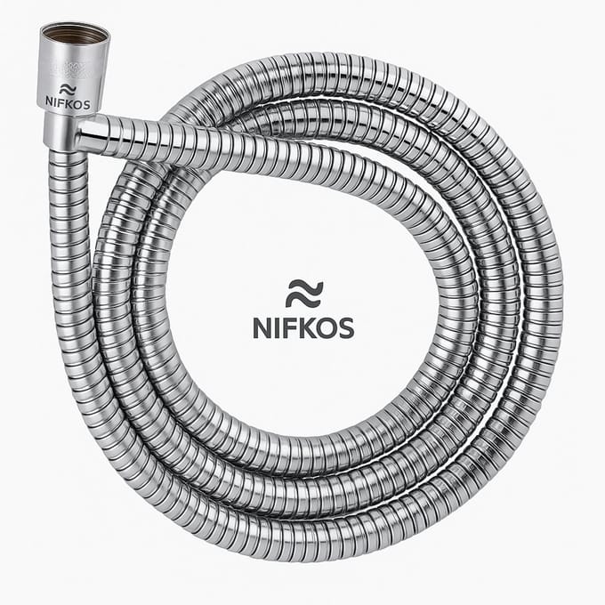 Nifkos - Doucheslang - 200 cm - zilver RVS / PVC - universeel - badkamer douche accessoires