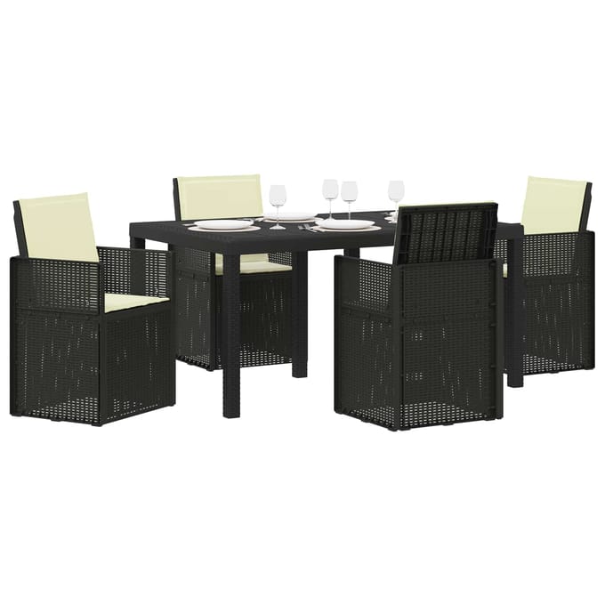 vidaXL - Tuin - Eettafel - Set - 5 - st - Antraciet- - en - crèmekleurig - PP