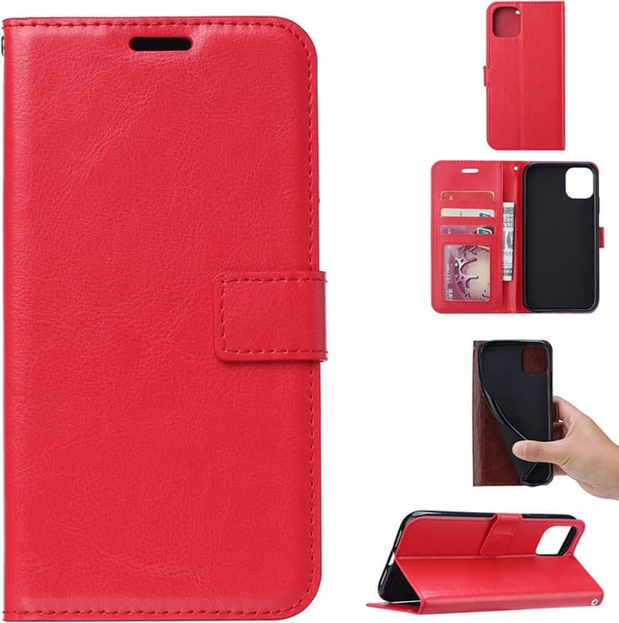 Bookcase Geschikt voor: iPhone 13 Pro Max - Rood - portemonee hoesje