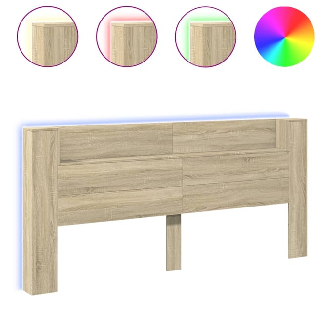 vidaXL - Hoofdbordkast - met - LED - 220x16,5x103,5 - cm - sonoma - eikenkleurig
