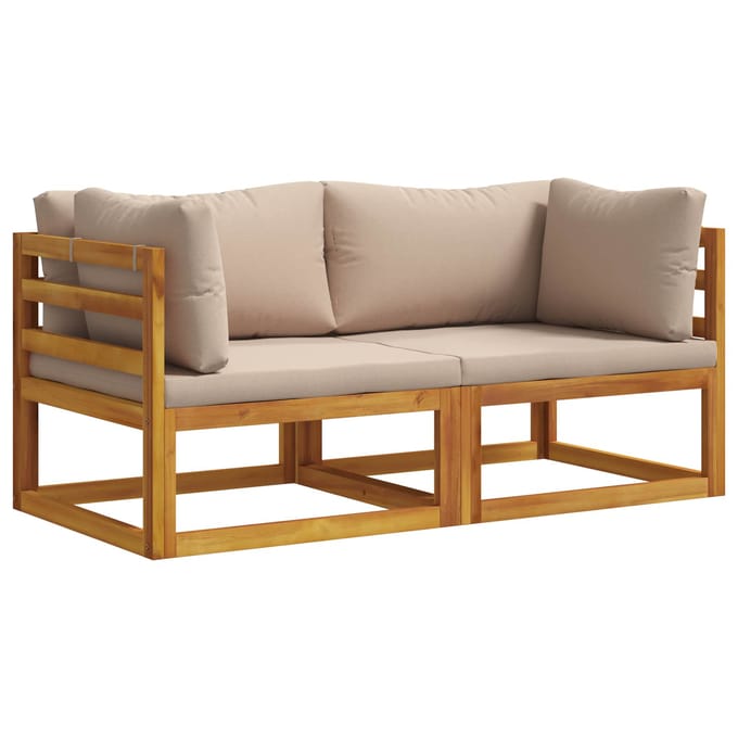 vidaXL - Sectioneel - hoekbank - met - kussens - 2 - st - 2-zits - Massief - Acacia - Hout