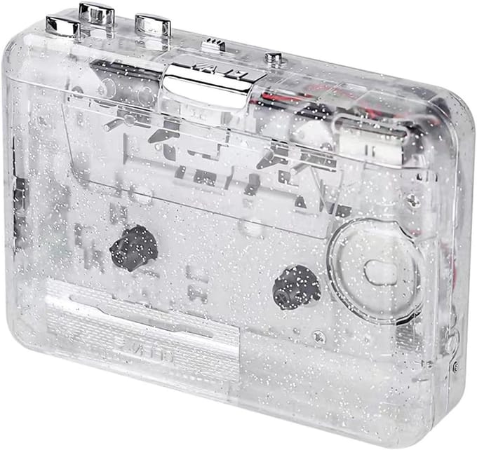 Draagbare USB Cassette Speler met Transparante Behuizing en USB 2.0 Aansluiting voor Opnames en Muziekherinneringen