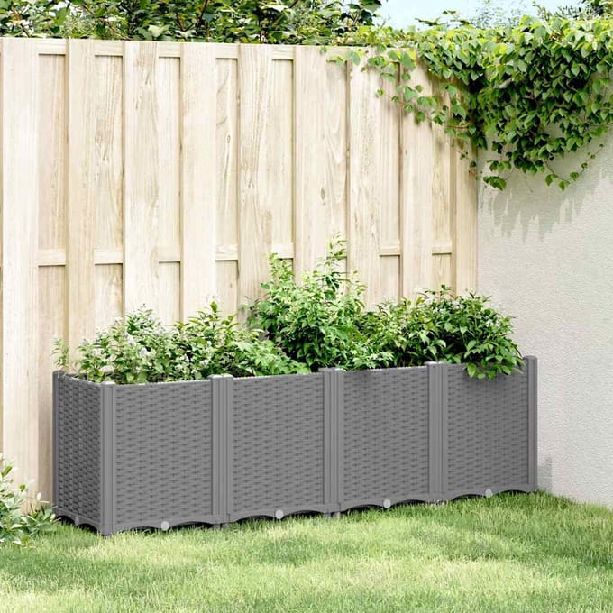 vidaXL - Plantenbak - 160x40x53 - cm - polypropeen - lichtgrijs