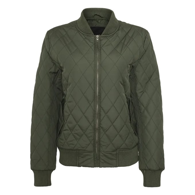 Urban Classics - Diamond Quilt Nylon Jacket - L - Groen