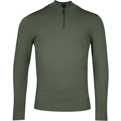 Thomas Maine Trui Uni Color Half Zip Single Knit Groen / male