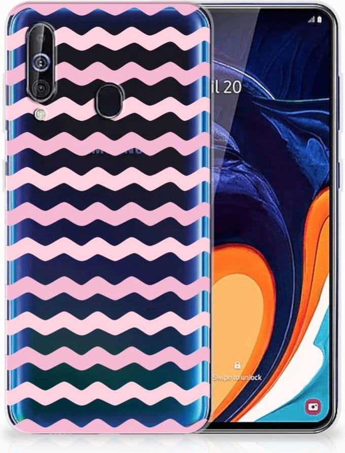Samsung Galaxy A60 TPU bumper Waves Roze