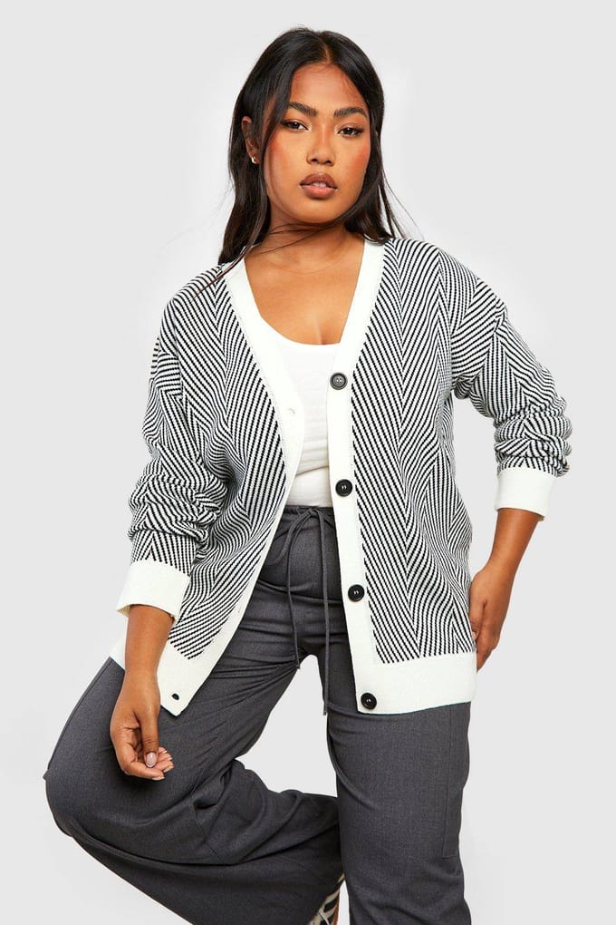 boohoo Dames Plus Mono Oversized Cardigan | Zwart | Maat: 48