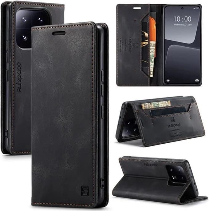 Luxe Flip Case met RFID Bescherming Kaarthouder en Magneetsluiting voor Xiaomi 13 Pro _ Zwart