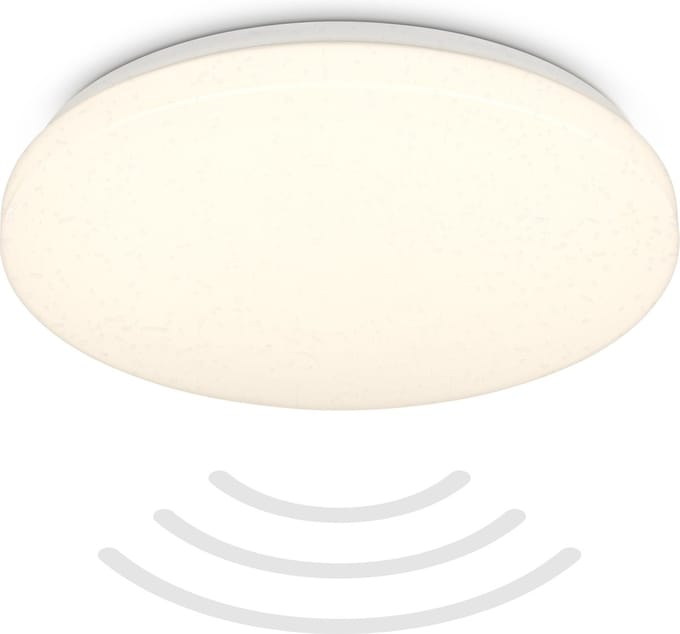 B.K.Licht - LED Badkamerverlichting - Plafondlamp met bewegingsmelder - IP54 - warm wit licht - 27x6.5 cm - Wit