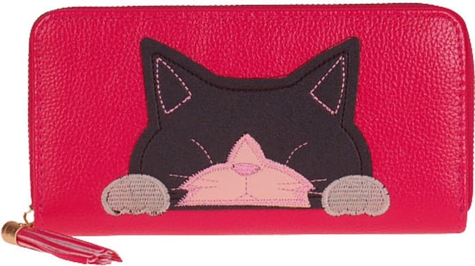 Fuchsia portemonnee poesje - 20x11cm