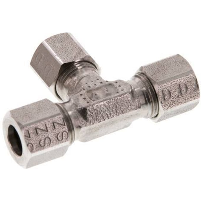 8LL RVS T-stuk Snijring 100 Bar DIN 2353 - FL3T-C-ST-08-LL