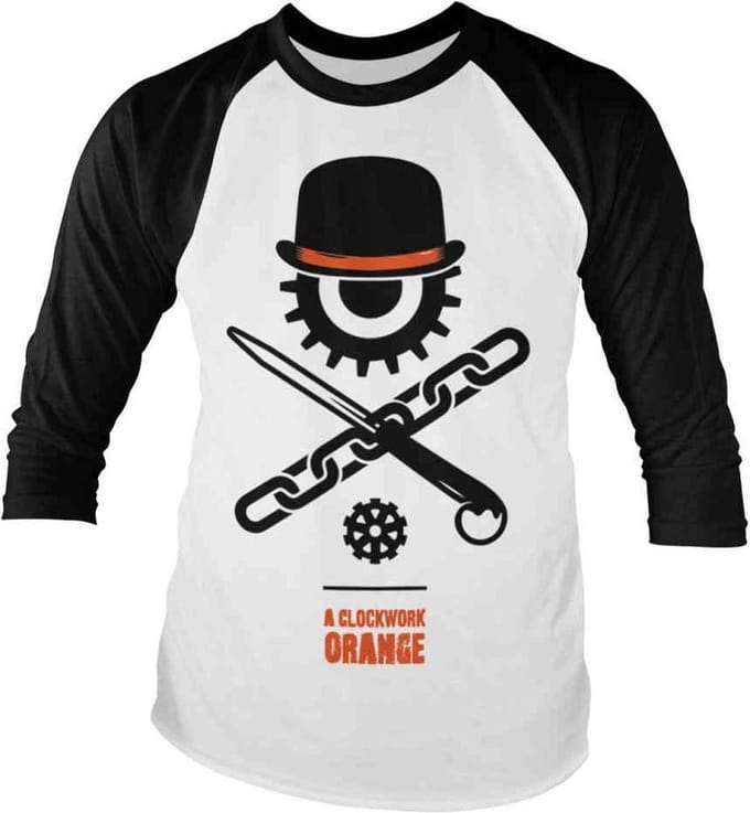 A Clockwork Orange Raglan top -S- Bowler Eye Wit/Zwart