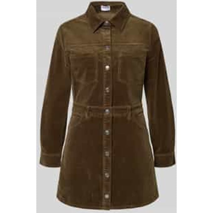 Mini-jurk in ribcordlook met borstzakken