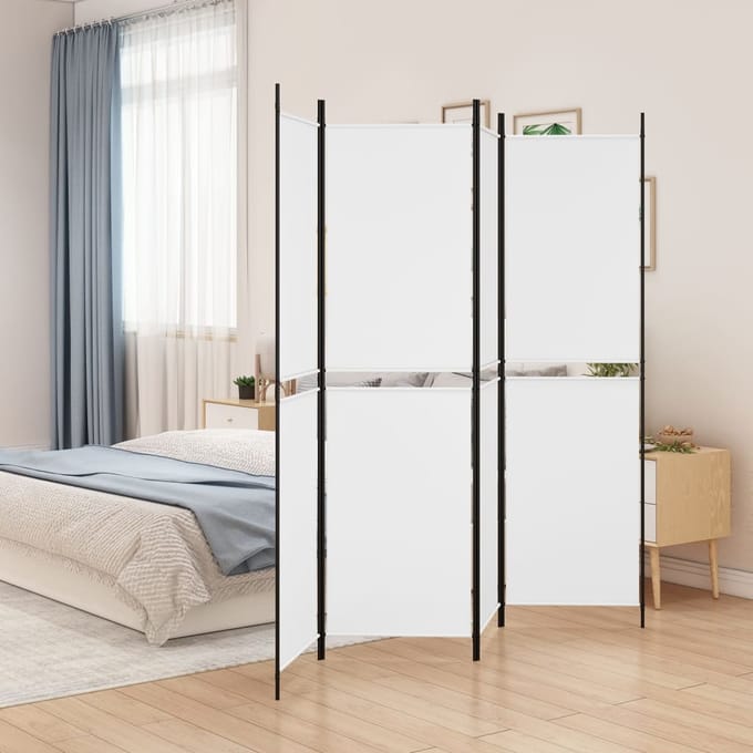 vidaXL - Kamerscherm - met - 4 - panelen - 200x200 - cm - stof - wit