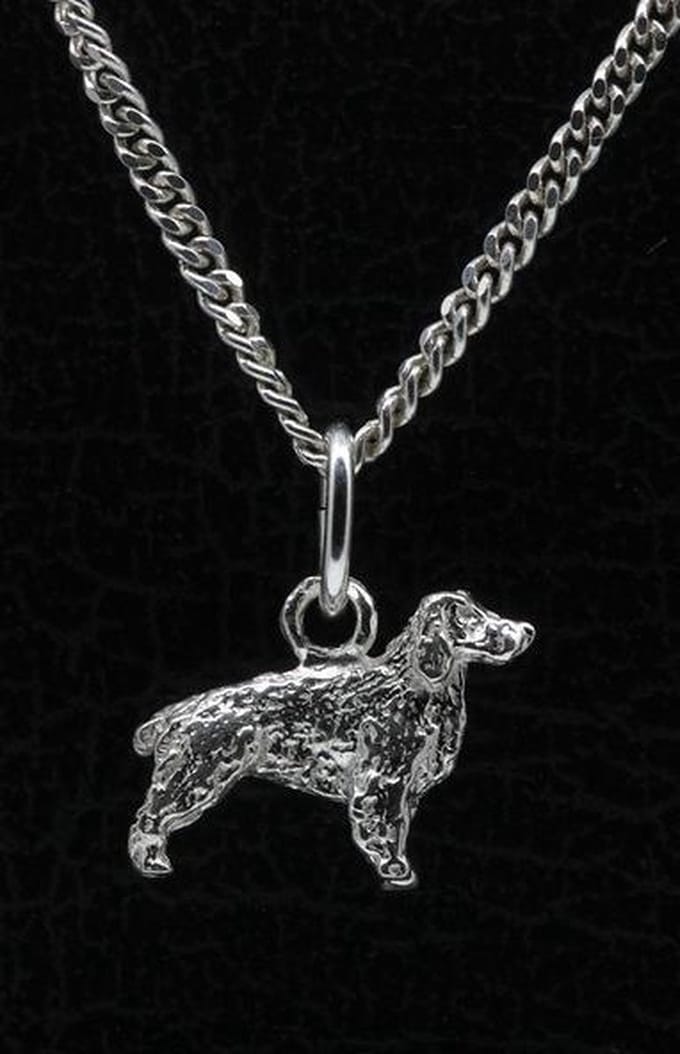Zilveren Engelse cocker spaniel ketting hanger - klein