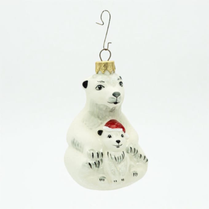 Mondgeblazen kersthanger - ijsberen - kerst - ijsbeer