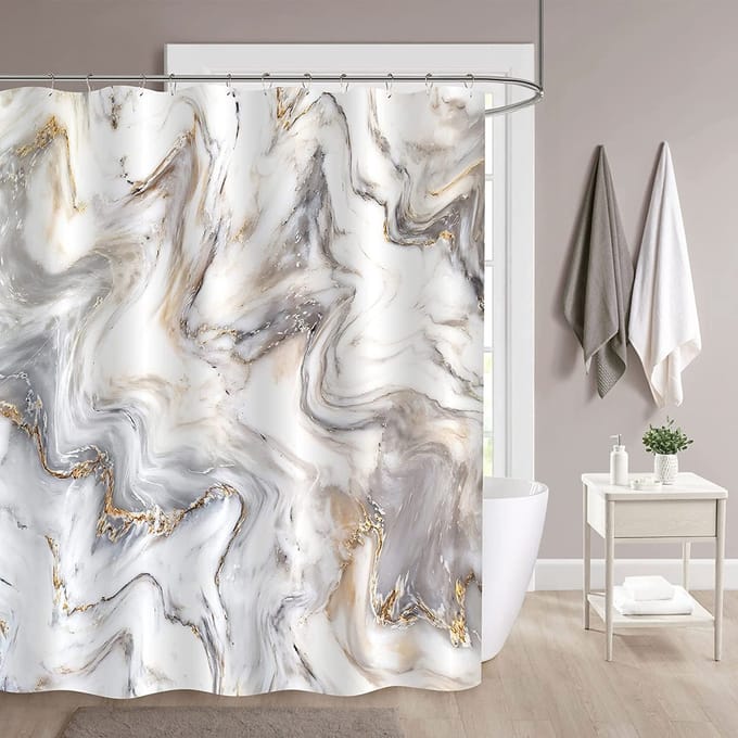 BOTC Douchegordijn Anti Schimmel Met gewichtsband - Inclusief ringen - Waterdicht - 180x180cm - Wit