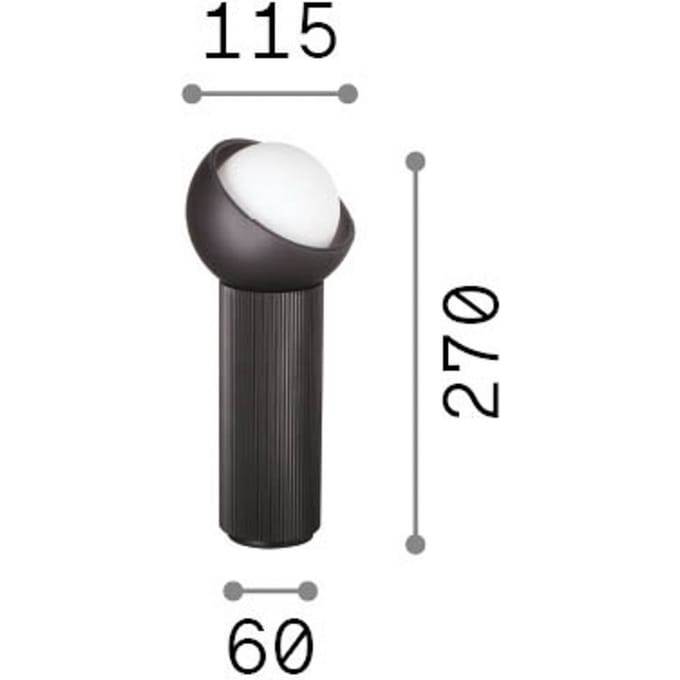IDEAL LUX tafellamp Bloom zwart/donkergrijs, hoogte 27 cm