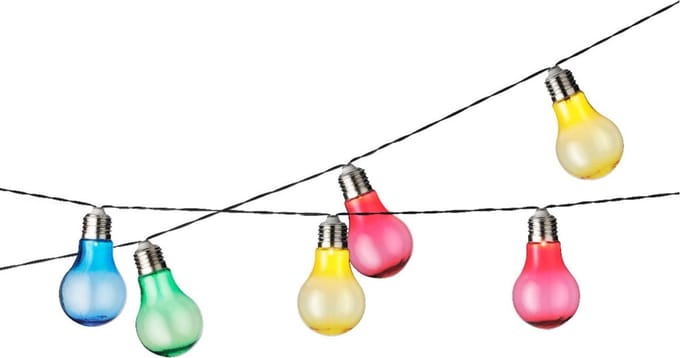 Solar feestverlichting lichtsnoer - 450cm - 10 LED lampen - Multi