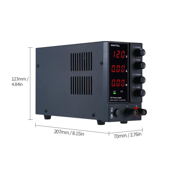 WANPTEK NPS1203W 0-120V 0-3A Schakelende DC-voeding 3 cijfers Display LED Hoge precisie US Plug zwart