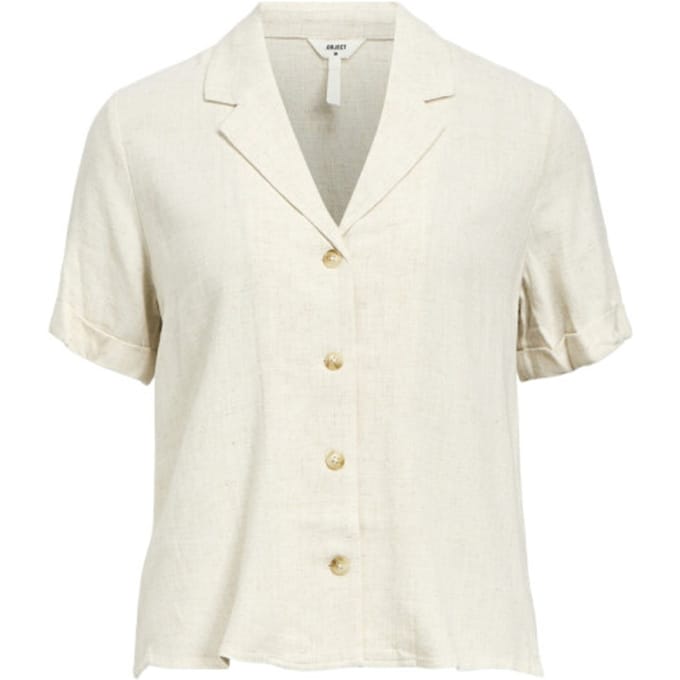 Object Objsanne S/s Re Shirt Dames - Jurken - Ecru - Maat 36