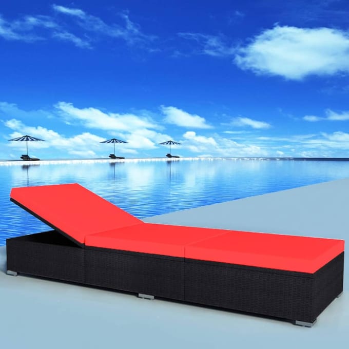 vidaXL - Ligbed - met - kussen - poly - rattan - zwart