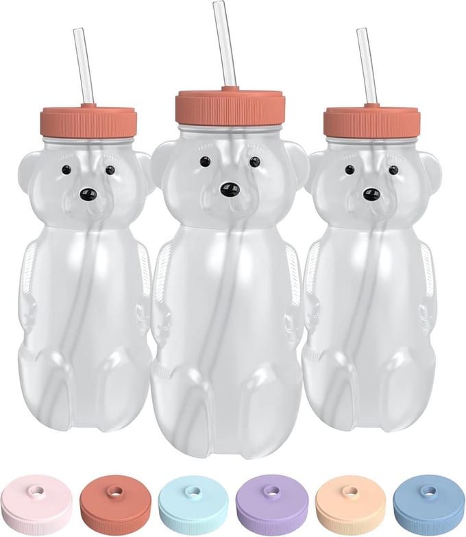 Rietbeker voor baby's met honingbeer-design - Set van 3