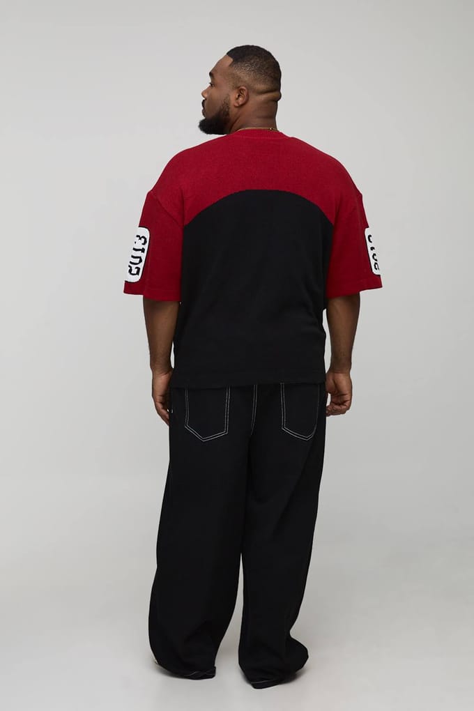 Plus Worldwide Gebreide Hockey Top | Black | Size 4XL