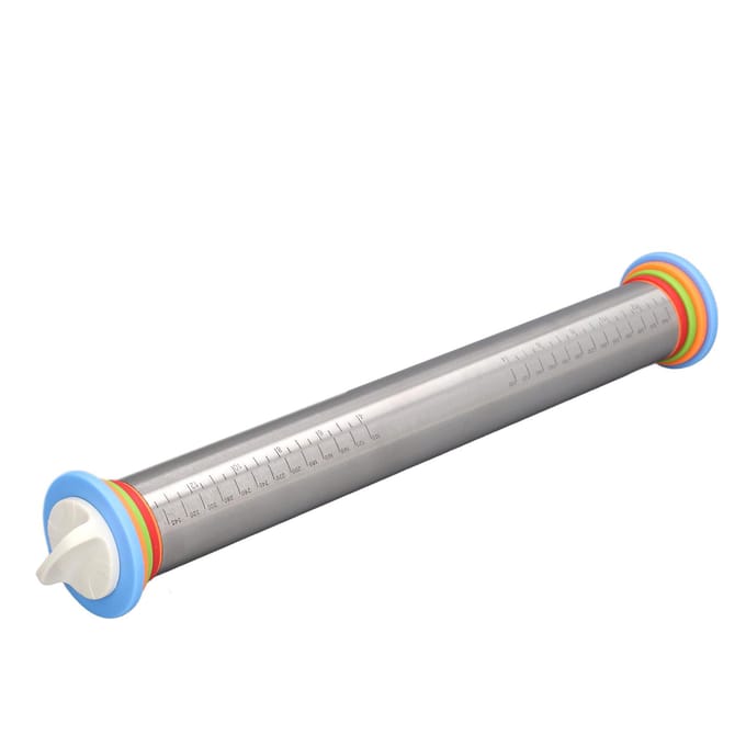 Rouleau à Pâtisserie Anneaux d'Épaisseur Réglable Ergonomique Antiadhésif Rouleau à Pâte pour la Cuisine à Domicile Pâtisserie L(for 6.5-9kg) gray