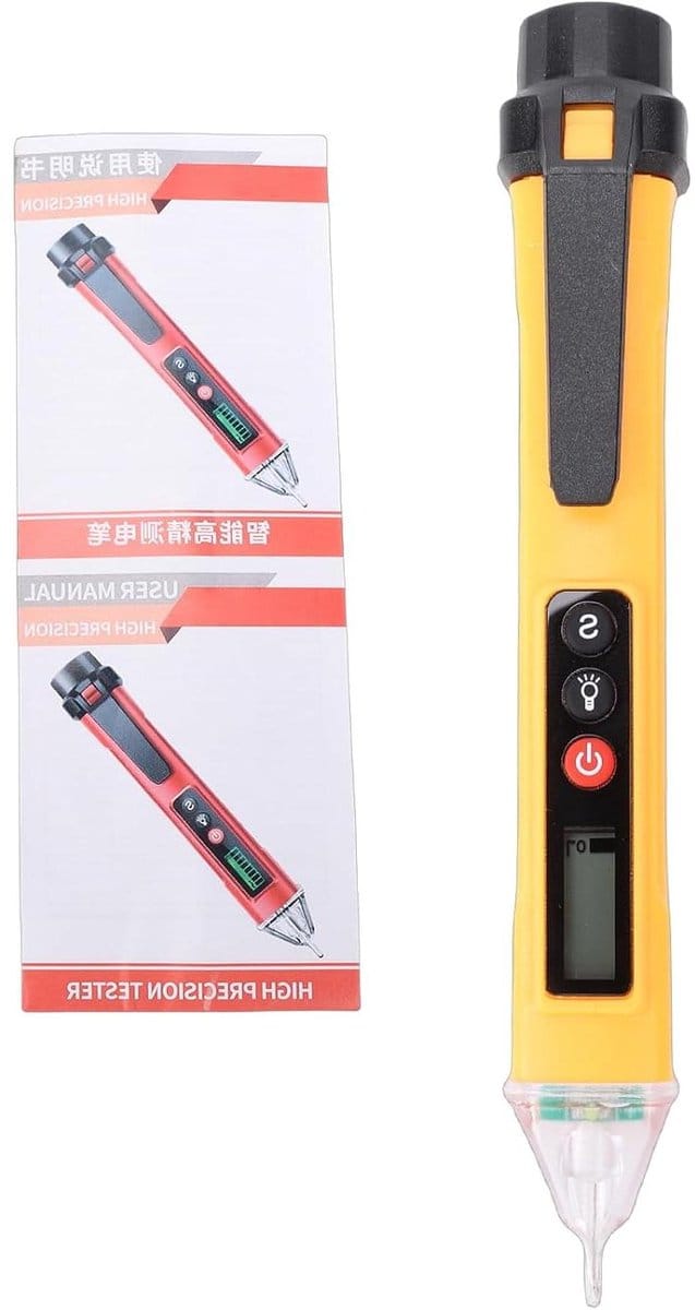 Spanningstester LCD - Draadtester - Circuits Testen - Dubbel Bereik AC - 70-1000V - Geel