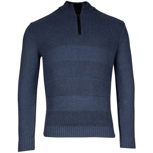 Baileys Trui Half Zip Multi Structure Knit Deep Denim Blue / male
