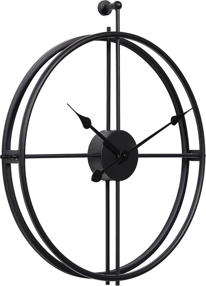 Moderne Stille Wandklok Zwart 52 cm - Industrieel Design
