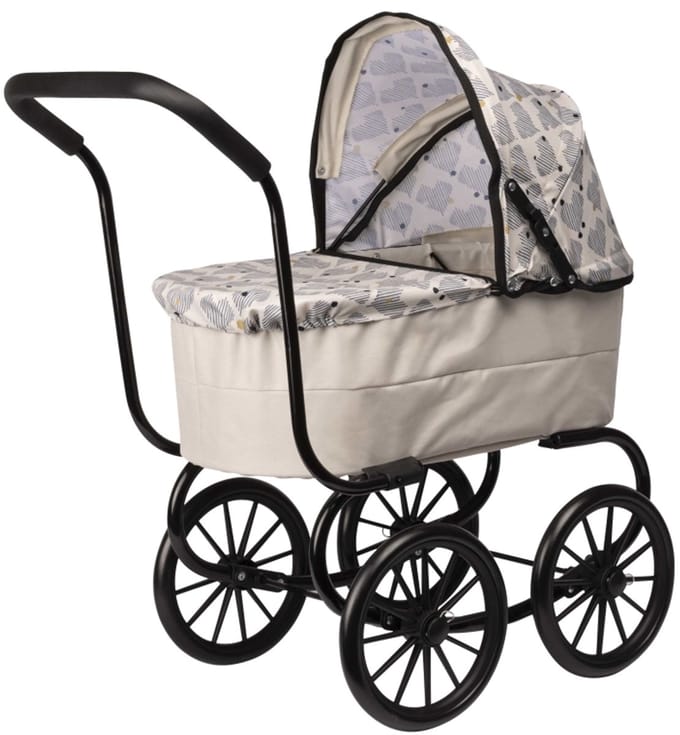 Skrallan poppenwagen klassiek speelgoed kinderwagen pop.