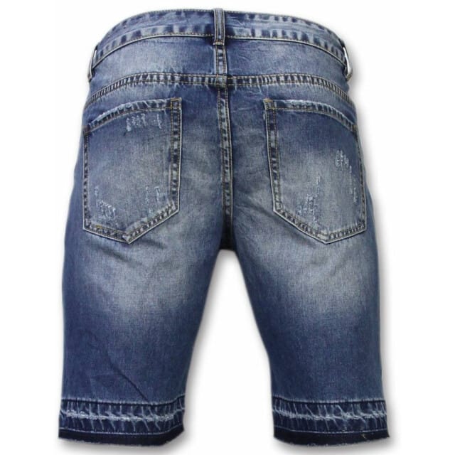 Korte Broeken Heren - Slim Fit Ripped Shorts - Blauw