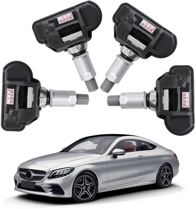 Bandenspanningssensor - TPMS sensor - Rijveiligheid Verbeteren - Real-time meting - 4 stuks - Zwart