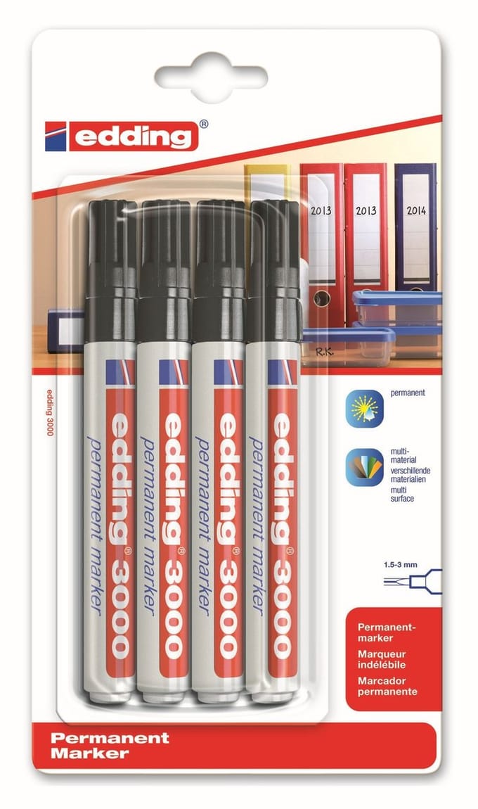 Viltstift edding 3000 rond 1.5-3mm zwart | 40 stuks