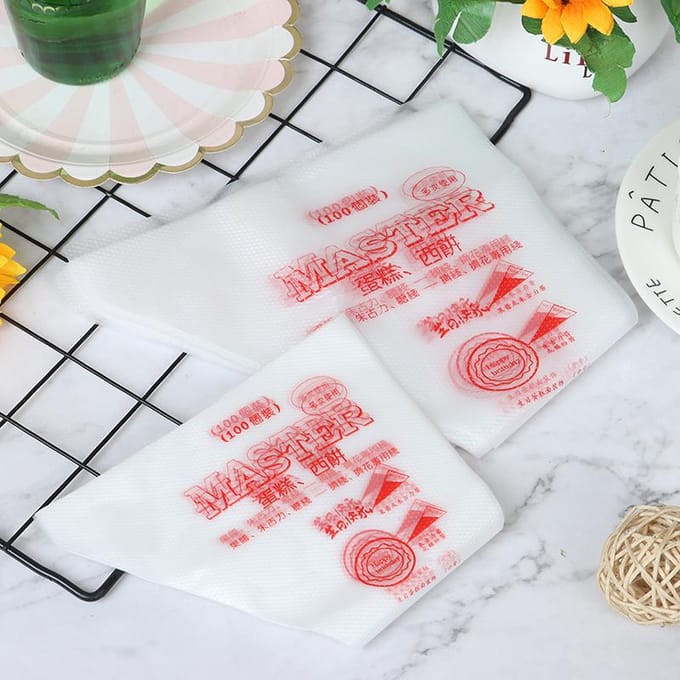 100 Stuks Voedselkwaliteit Plastic Spuitzak Gebak Fondant Taartdecoratie S white